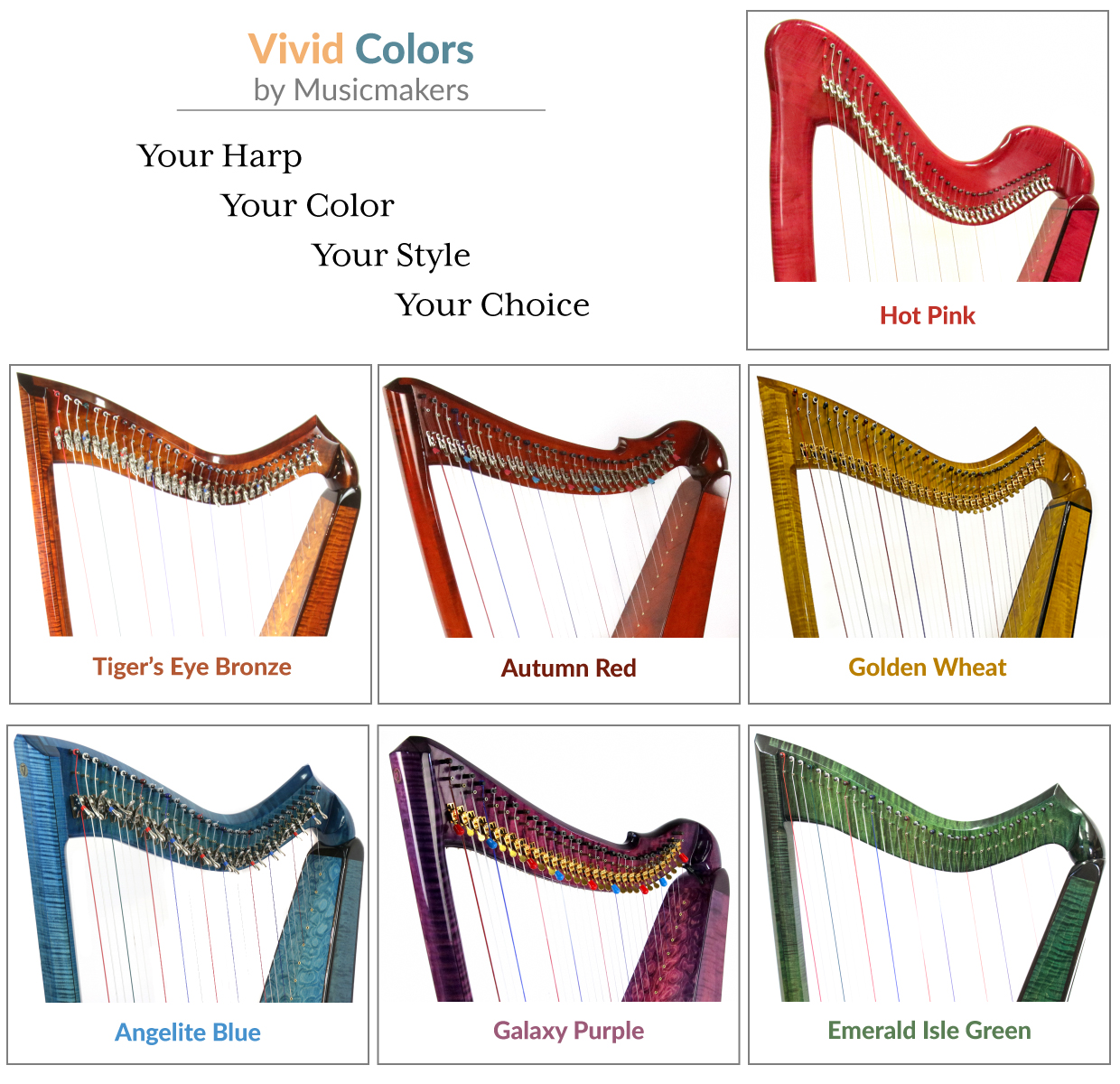 Musicmakers: Vivid Color Harps | atelier-yuwa.ciao.jp