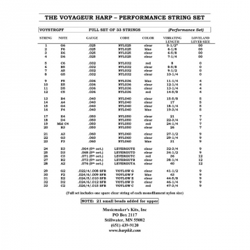 Voyageur Harp Performance String Set